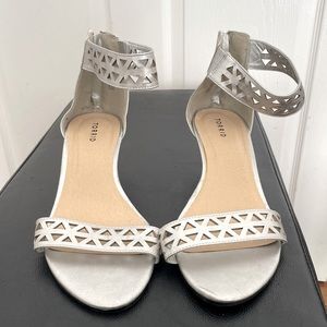 TORRID silver geometric wedge heel